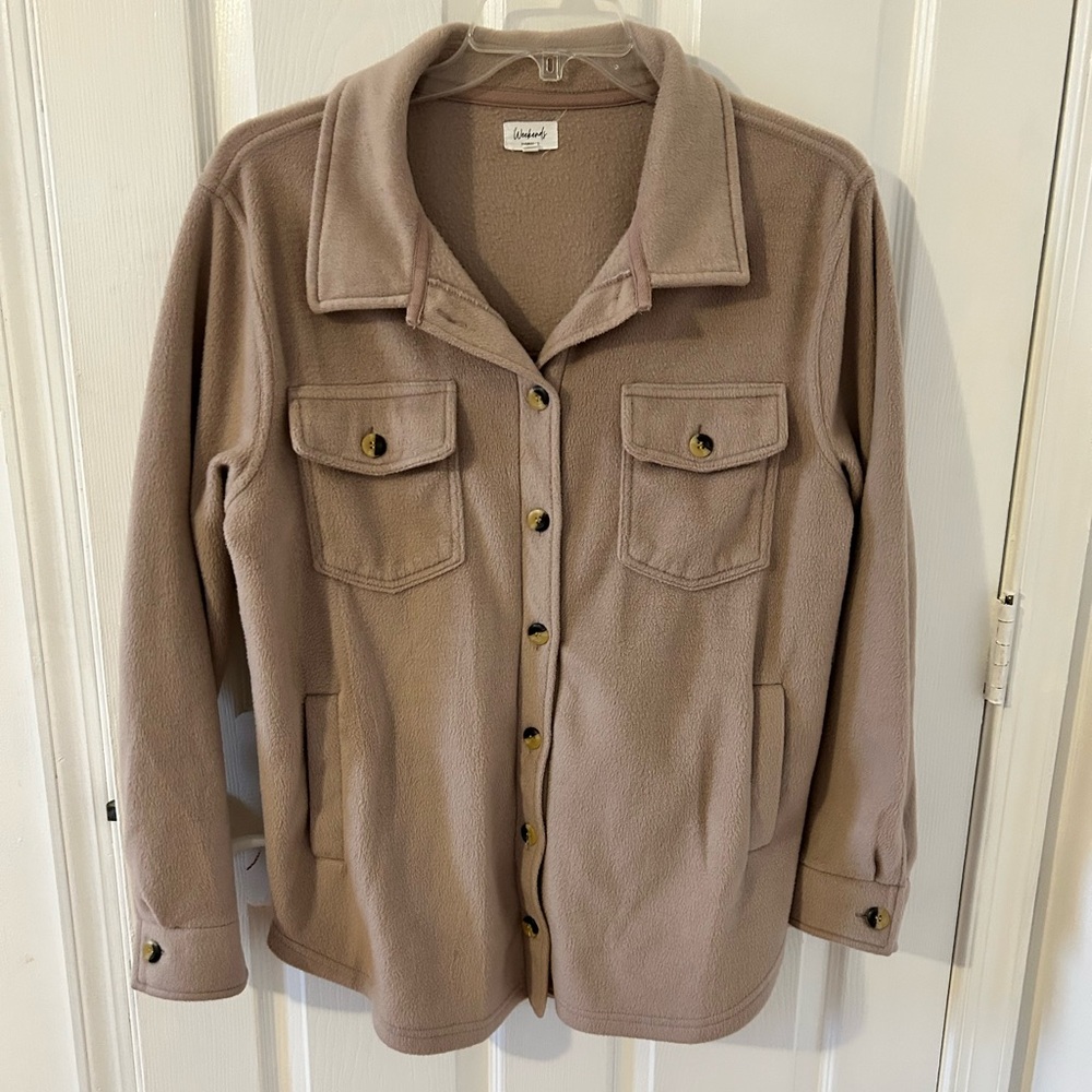 Weekends women’s size large fleece long sleeve button-down shirt